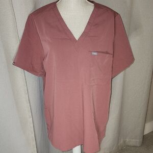 Figs Mens Leon Short Sleeve V-Neck Scrub Top in Mauve PO 5153 Size XXL